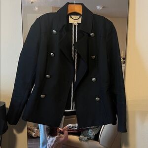 Banana Republic Black Double-Breasted Peacoat with Decorative Buttons